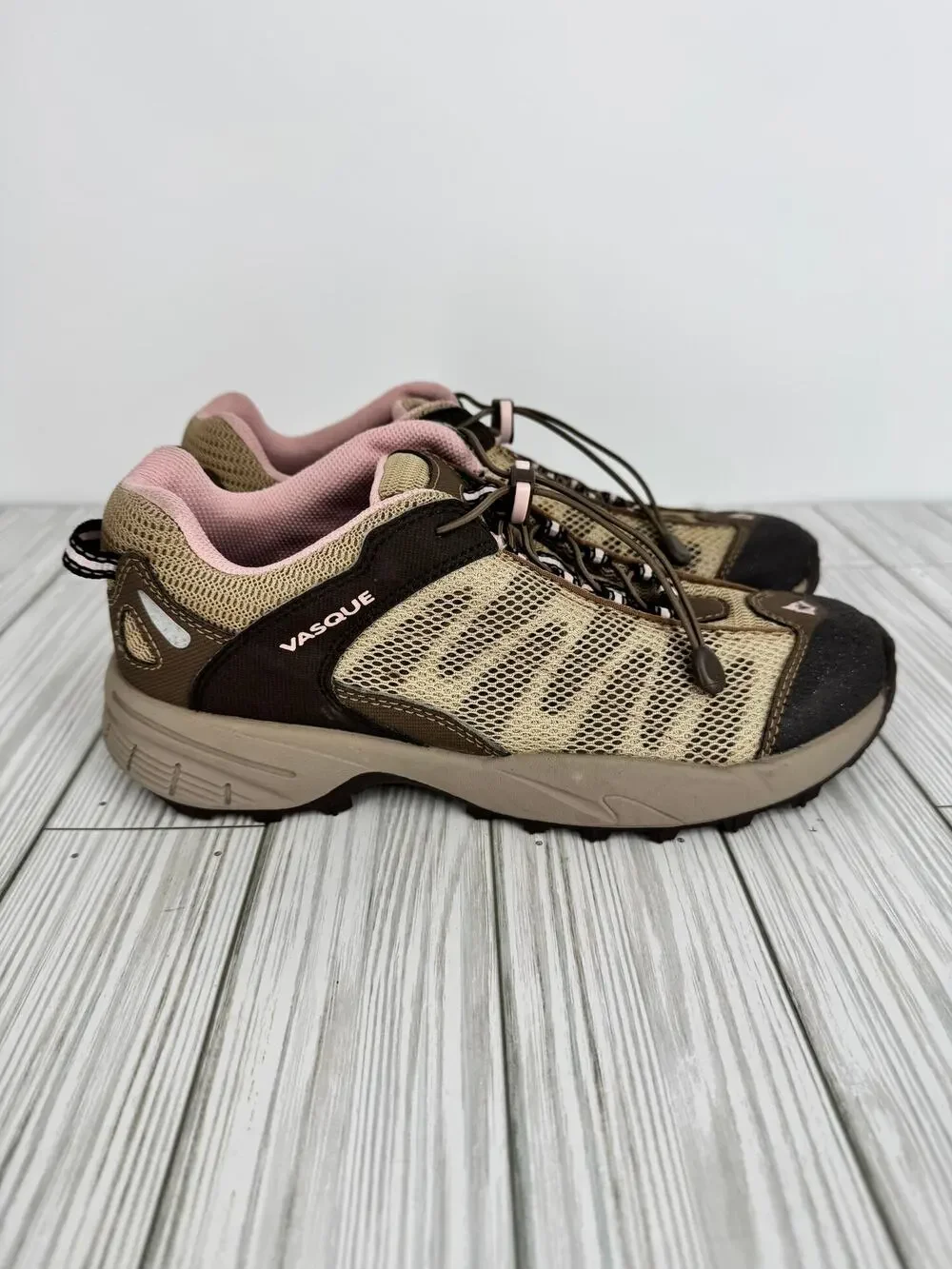 Vasque Velocity VST shoes youth 5 hiking quick lace garage strap brown pink NEW